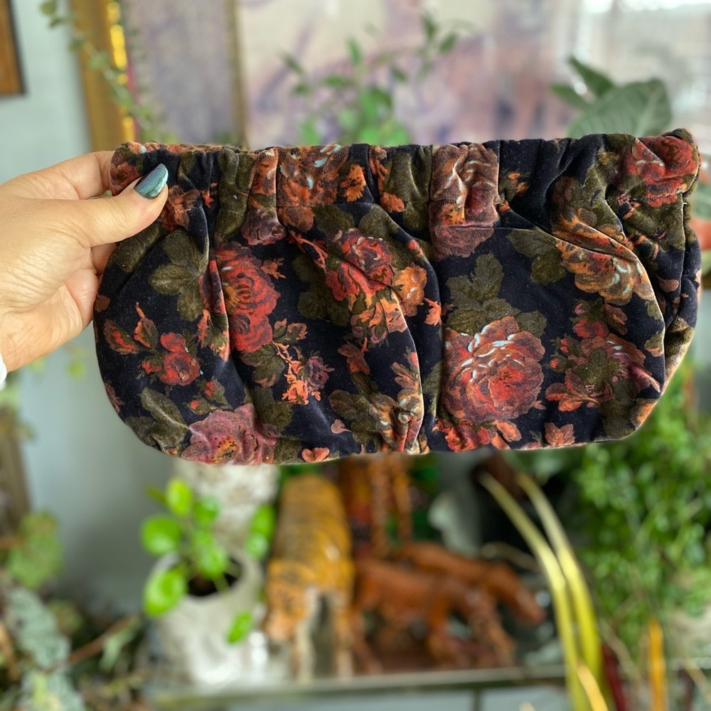 Velvet warm toned Boho style clutch cottagecore bohemian